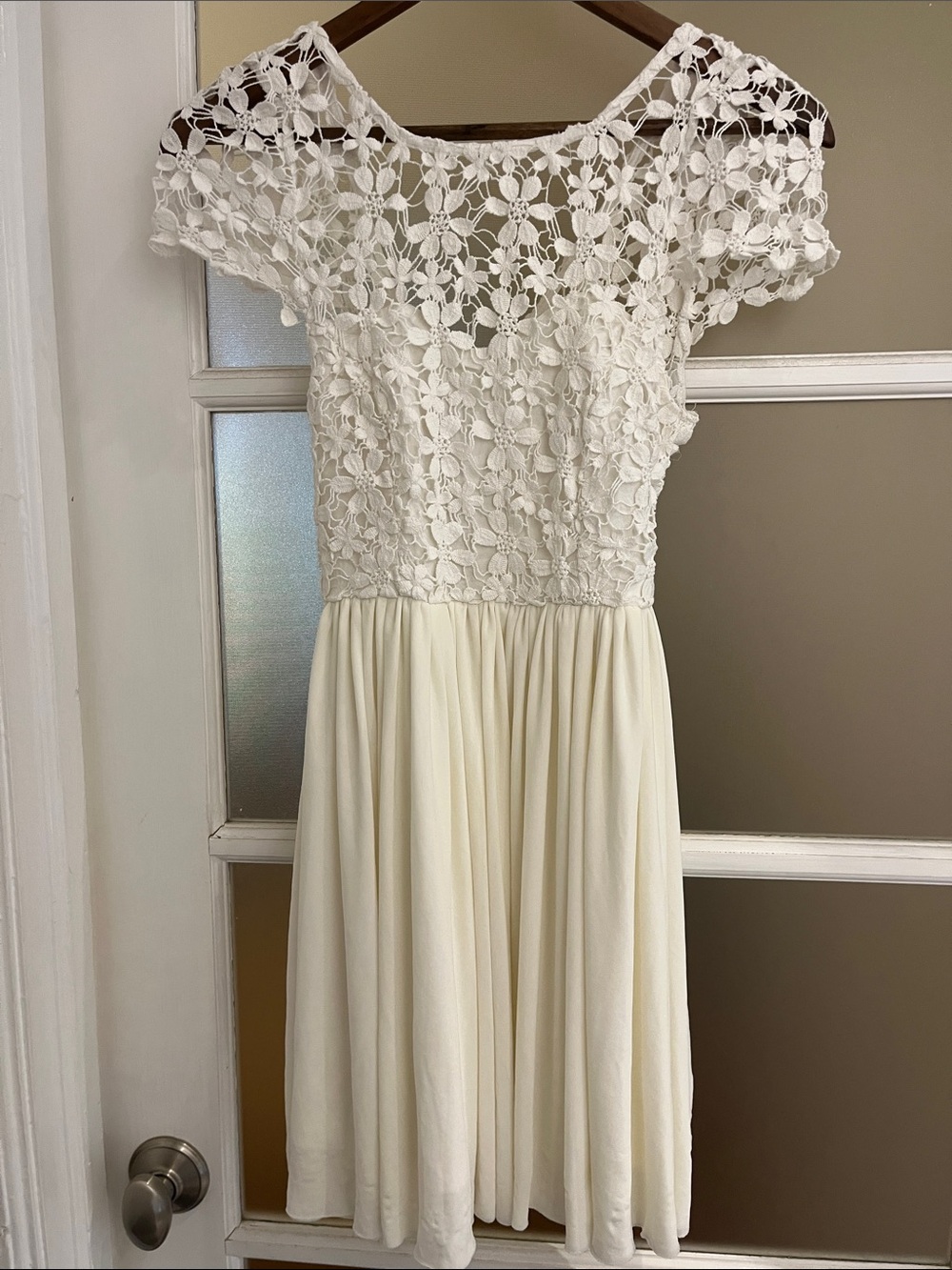 White Daisy Lace Bodice Skater Dress